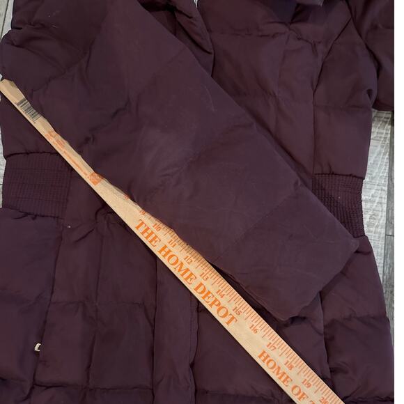 Cole Haan Signature Hooded Down Puffer Coat Small Merlot Baffle-Box Quilted - Picture 14 of 16